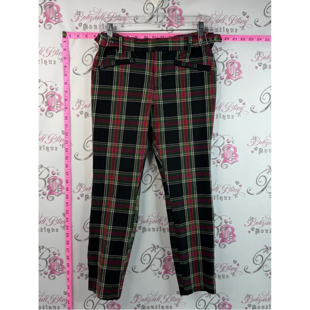 GAP Signature Skinny Ankle Trousers in with a Red, Green & Black pattern way Y2K